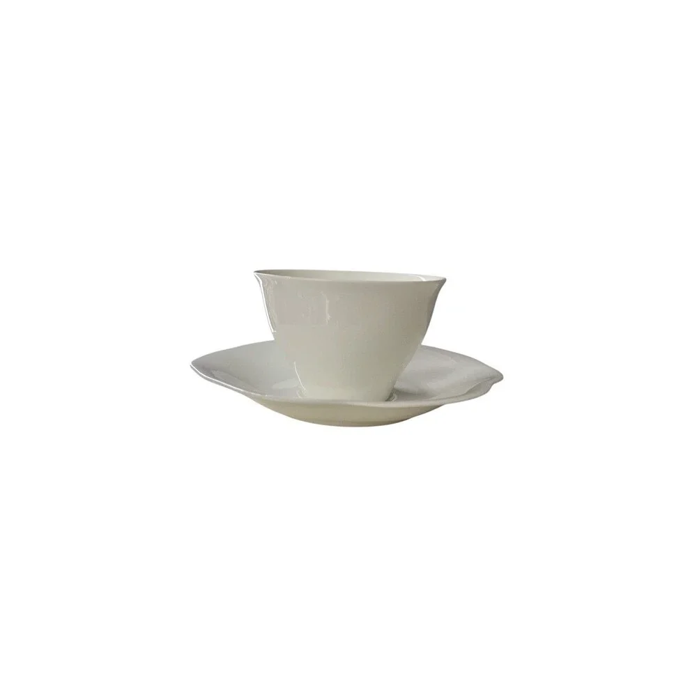 Villeroy  Boch Mira Cup Saucer White Porcelain Germany Classic Nancy Meyers